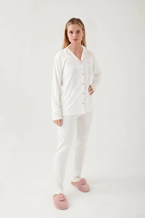 Pierre Cardian Women's Cream Shirt Pajamas