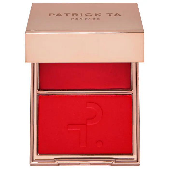 PATRICK TA 
Major Headlines Double-Take Crème & Powder Blush Duo Color: She Left Me On Red - warm vivid red