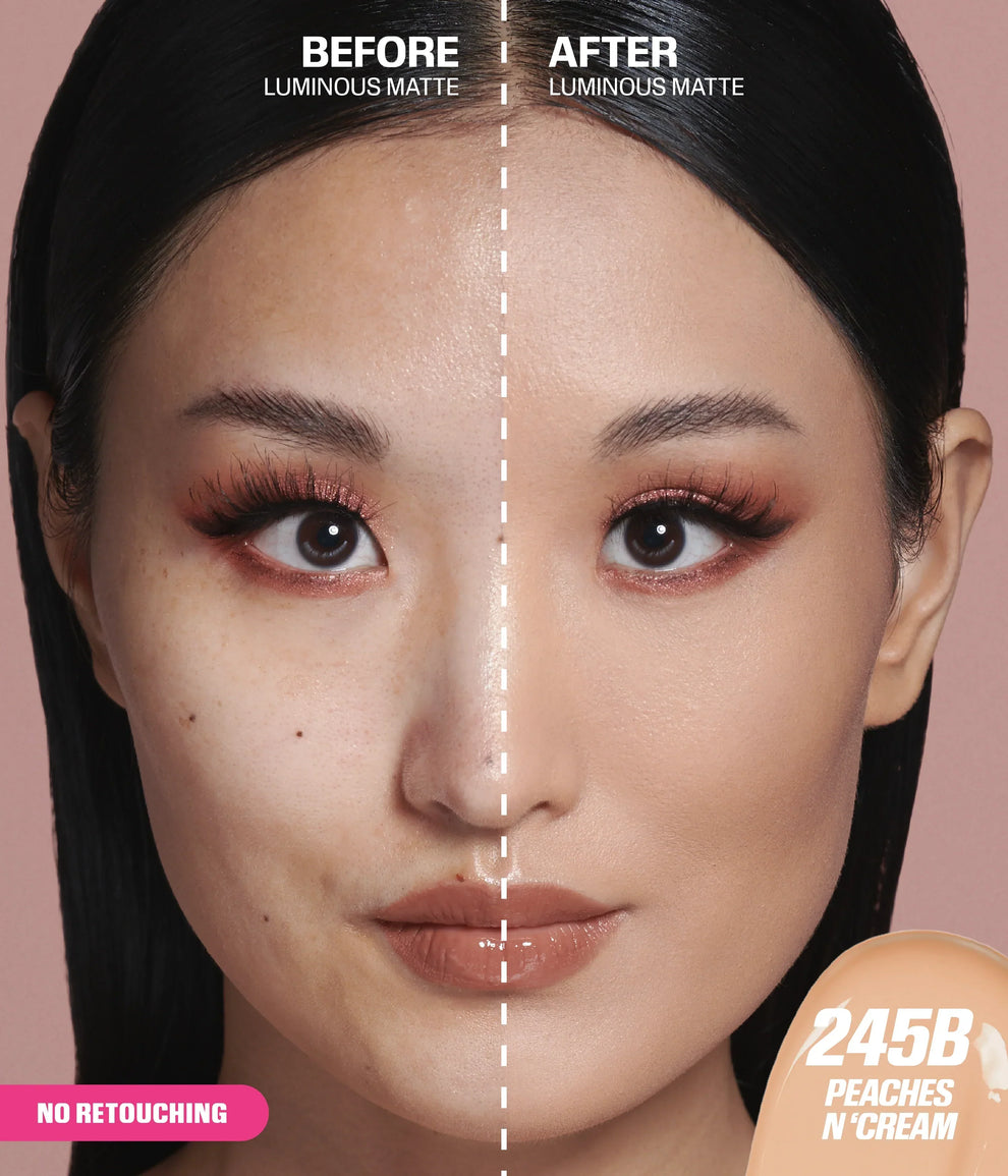 HUDA BEAUTY FOUNDATION #FAUXFILTER LUMINOUS MATTE FOUNDATION Shade Peaches N Cream 245B