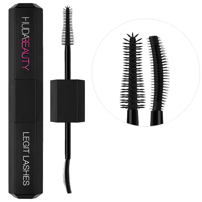 HUDA BEAUTY  LEGIT LASHES 3.5Ml Double-Ended Volumizing and Lengthening Mascara EXTREME BLACK