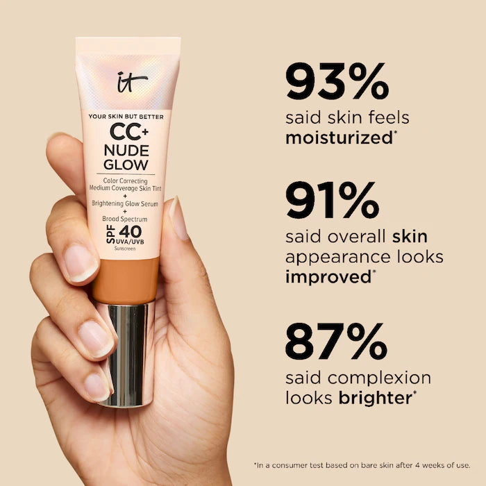 IT Cosmetics  CC+ Nude Glow Lightweight Foundation + Glow Serum with SPF 40 and Niacinamide Color: Neutral Medium -