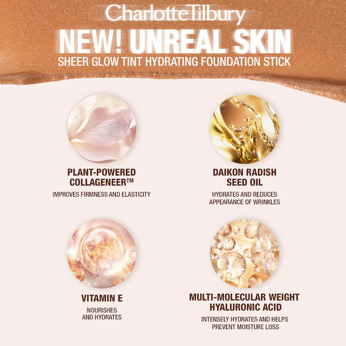 Charlotte Tilbury  Unreal Skin Sheer Glow Tint Hydrating Foundation StickColor: 5 Medium - medium with neutral undertones