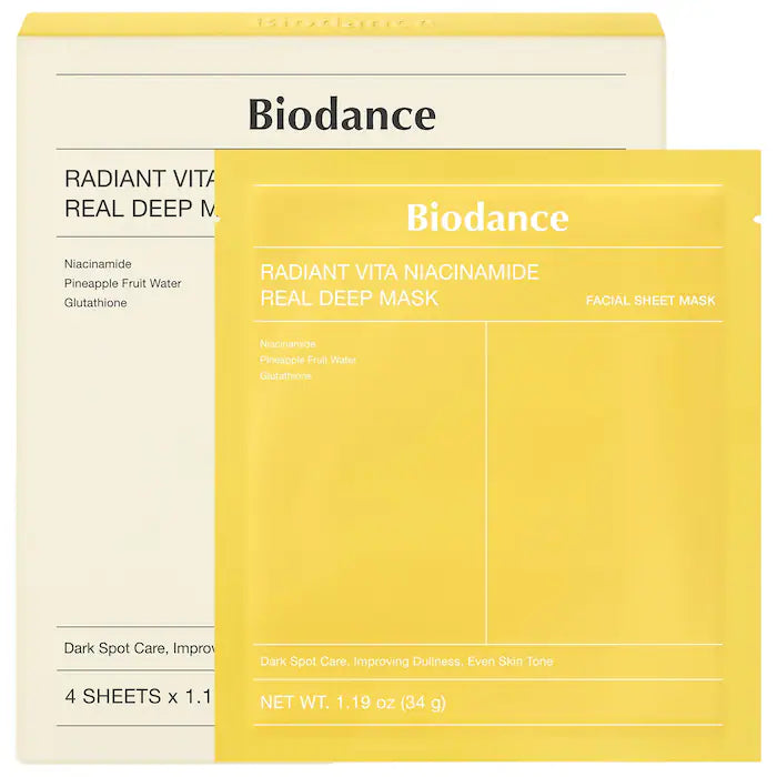 Biodance  Radiant Vita Niacinamide Real Deep Mask – 1 mask for Brightening Dull Skin & Dark Spot Care