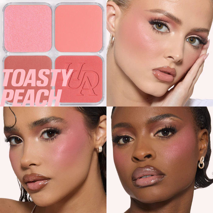 HUDA BEAUTY  Blush Filter Blurring Blushlighters Palette-Color: Toasty Peach - A warm blend of peaches, coral, and golden terracotta tones