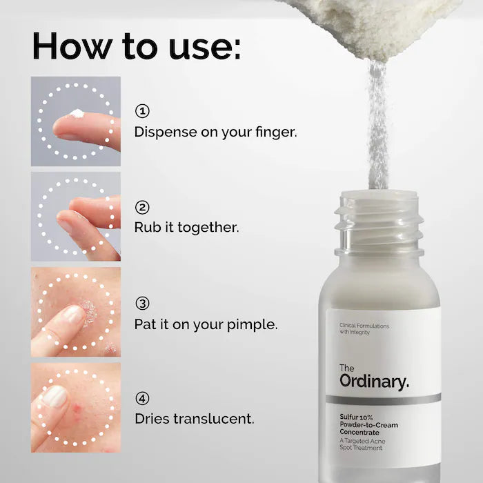 The Ordinary  Sulfur 10% Powder-to-Cream Concentrate Acne Spot Treatment- 5Ml