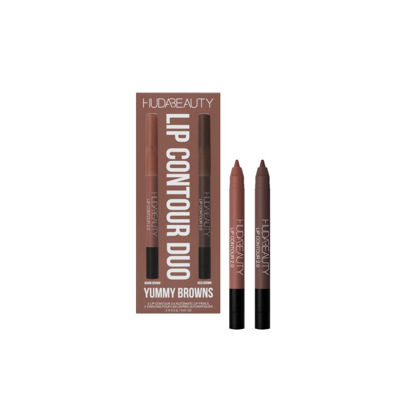 HUDA BEAUTY LIP CONTOUR COMBO YUMMY BROWNS - WARM / RICH BROWN -