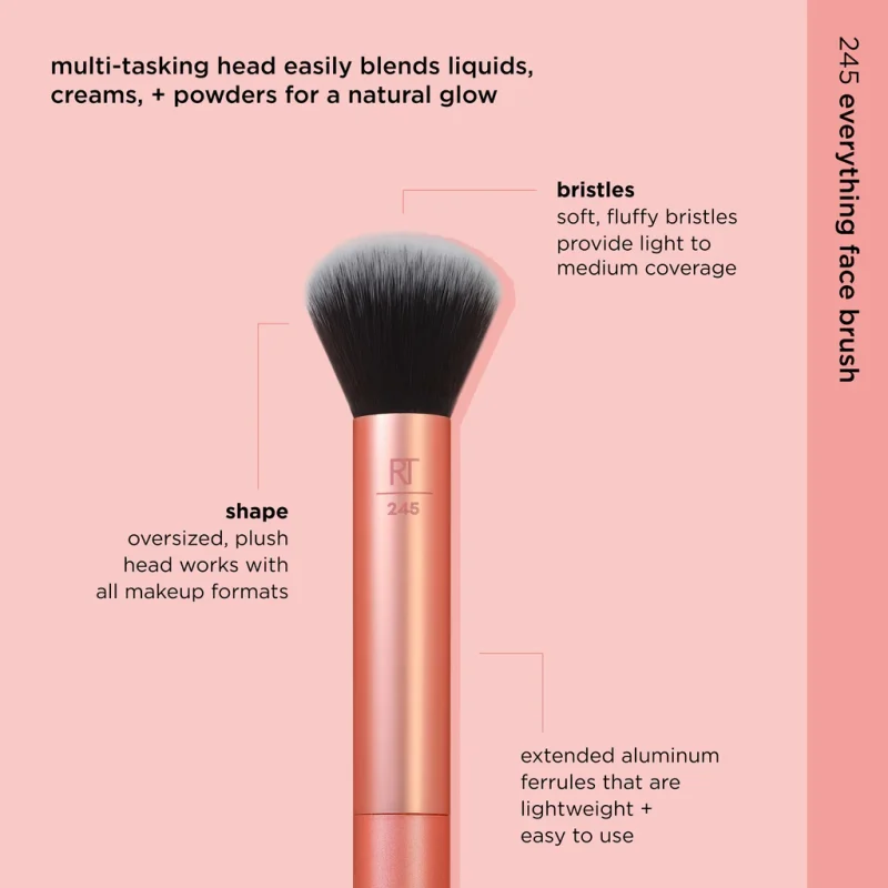 REAL TECHNIQUES EVERYTHING FACE BRUSH for foundation+ powder+ bronzer