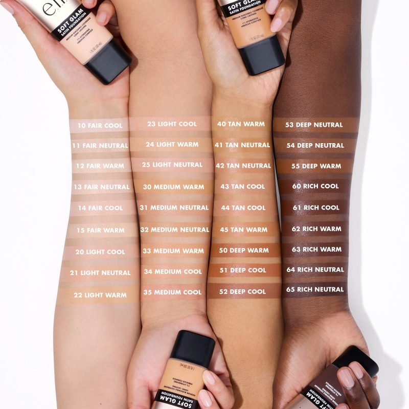 E.L.F ESOFT GLAM SATIN FOUNDATION MEDIUM BUILDBLE COVERAGE LONG LASTING - 22 LIGHT WARM - Image 2
