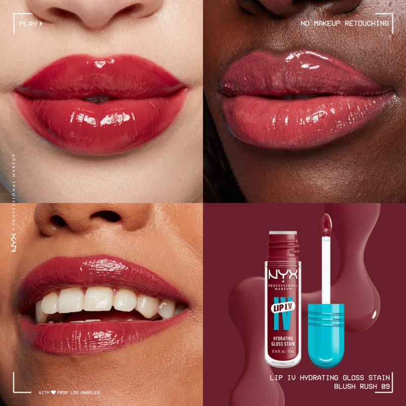 NYX Lip I.V. Hydrating Lip Gloss Stain 09 BLUSH RUSH - Image 2