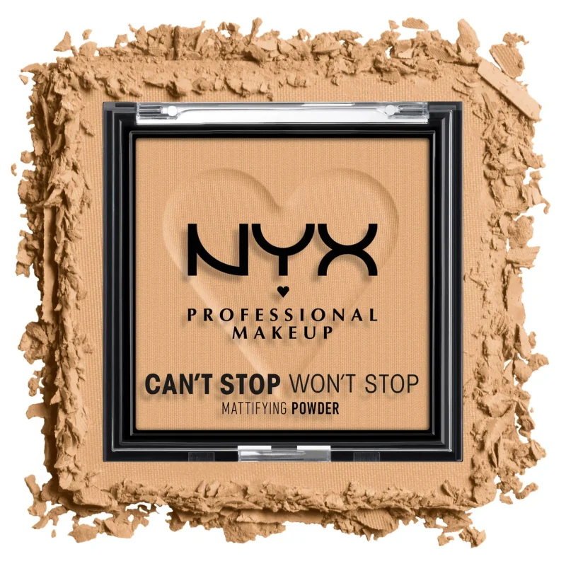 NYX Can't Stop Won't Stop Mattifying Pressed Powder Lightweight Pro Mattifying Face Powder-GOLDEN